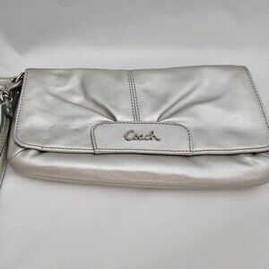 Coach Ashley Silver Leather Wallet/Clutch!  EUC!